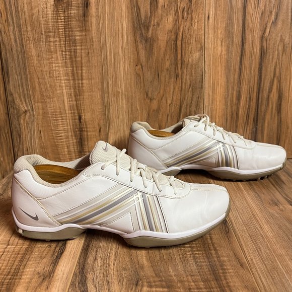 Nike Delight Womens Golf Cleats Leather Shoes White Gold 549583 100 Size 10 - Picture 2 of 8